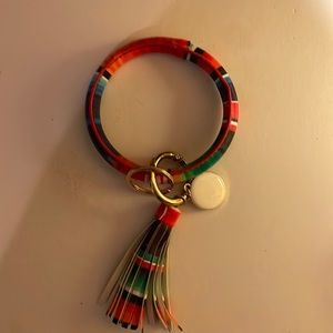 NWOT bangle bracelet for keys multicolor with leather tassels